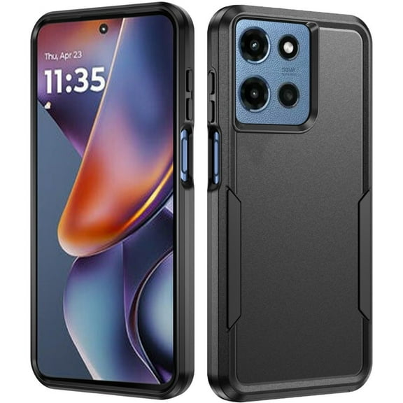 For Motorola Moto G 5G 2025 XT2513V Shockproof Hybrid Cell Phone Cover Case + Tempered Glass - Tough Black