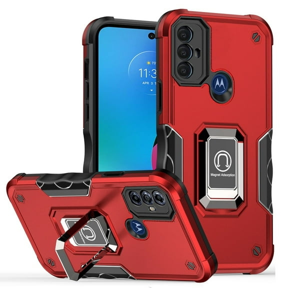 For Motorola Moto G Go XT2163-7 Optimum Kickstand Hybrid Phone Cover Case - Red
