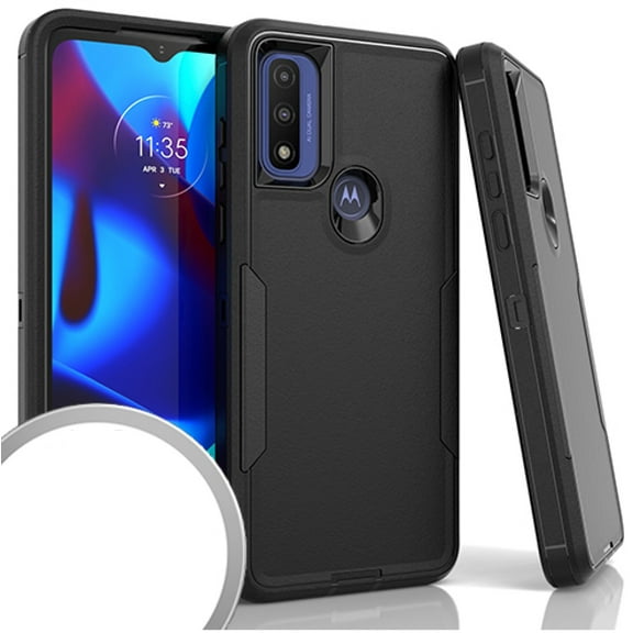 For Motorola Moto G Go XT2163-7 Slim Tough Hybrid Cellphone Cover Case - Black