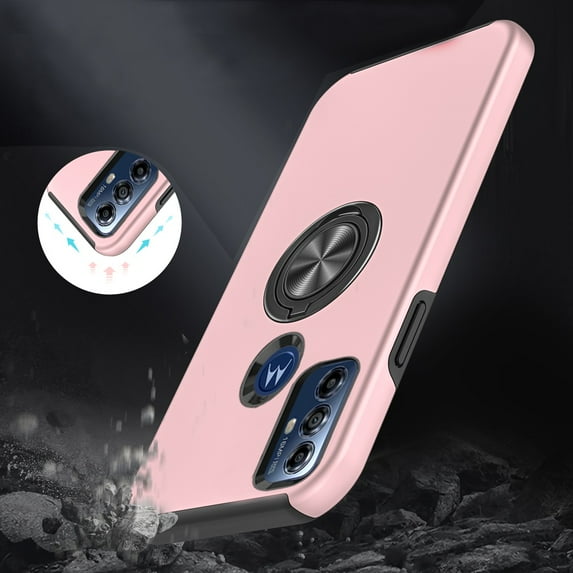 For Moto G Play 2023 Case Rubberized Dual Layer Magnetic Ring Stand Hybrid Cover