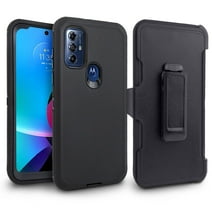 For Motorola Moto G Play 2023 / Moto G Pure / Moto G Power 2022 Heavy Duty Dropproof Phone Case Holster Belt Clip w/ Built in Screen - Black
