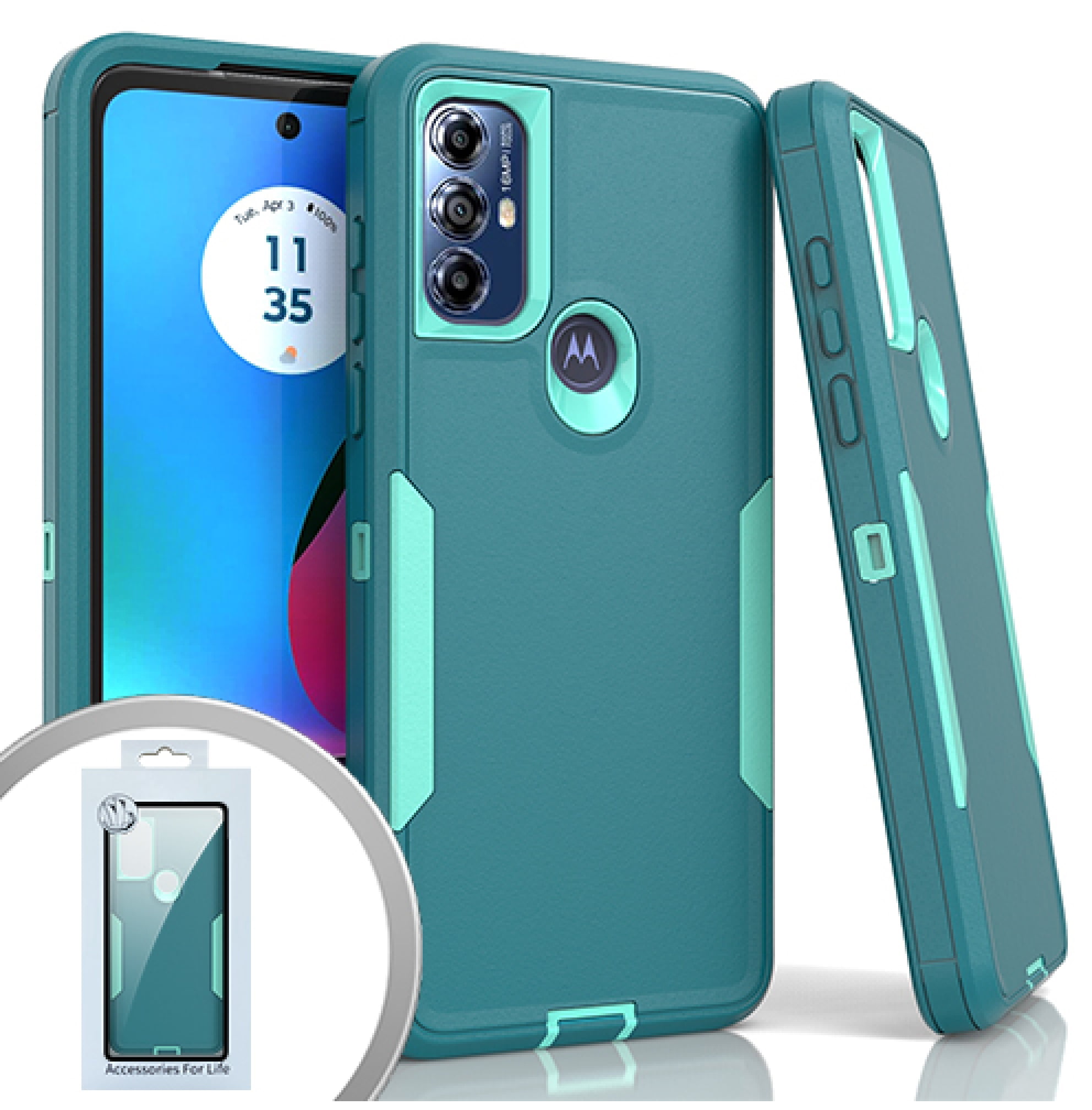 For Motorola Moto G Play 2023 Tough Brushed Phone Cover Case Teal