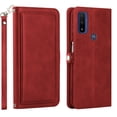 thumbnail image 1 of For Motorola Moto G Play 2023 Triple Card Slot Flap Folio Stand Leather Wallet Pouch Case Cover Red, 1 of 6