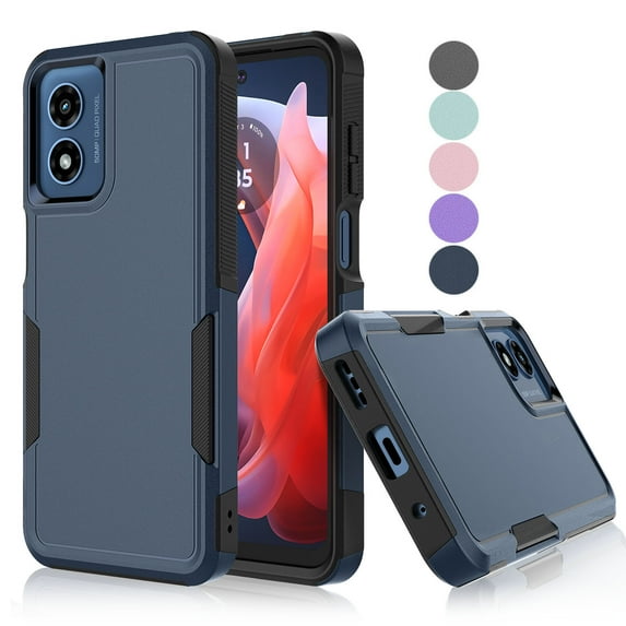 For Motorola Moto G Play 2024 Case, Sturdy Phone Case for Moto G Play 4G 2024 6.5 inch ,Tekcoo Shockproof Heavy Duty Armor Hard Plastic & Rubber Rugged Bumper 2-in-1 Case Cover -Dark Blue