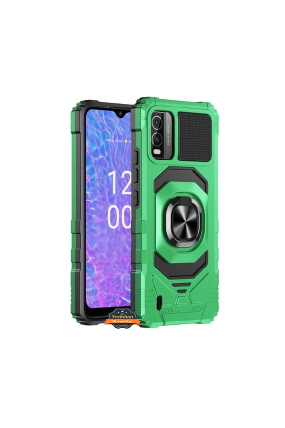 For Motorola Moto G Play 2024 Hybrid Magnetic Car Mount with Ring Kickstand Stand Holder Dual Layer Armor Protective [Military Grade] Phone Case Cover by Xpression - Green