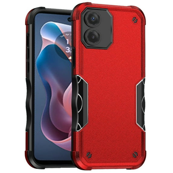 For Motorola Moto G Play 2024 METKASE Exquisite Tough Shockproof Hybrid Case Cover in Premium Slide-Out Package - Red