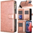 thumbnail image 1 of For Motorola Moto G Play 2024 METKASE Luxury Wallet Card ID Zipper Money Holder in Slide-Out Package - Rose Gold, 1 of 4