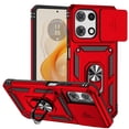 thumbnail image 1 of For Motorola Moto G Play 2025 6.8" Slim Fit With Slide Camera Cover & Rotated Ring Kickstand,Shockproof Phone Case,Red,For Moto G Play 2025, 1 of 9