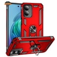 thumbnail image 1 of For Motorola Moto G Power 2024 Shockproof Hybrid Dual Layer PC TPU with Ring Stand Metal Kickstand Heavy Duty Rugged Phone Case Cover by Xpression - Red, 1 of 10