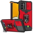 thumbnail image 1 of For Motorola Moto G Power 2024 Wallet Slide Camera Protection, Credit Card Slot & Ring Kickstand Magnetic Car Mount Phone Case Cover by Xpression - Red, 1 of 9