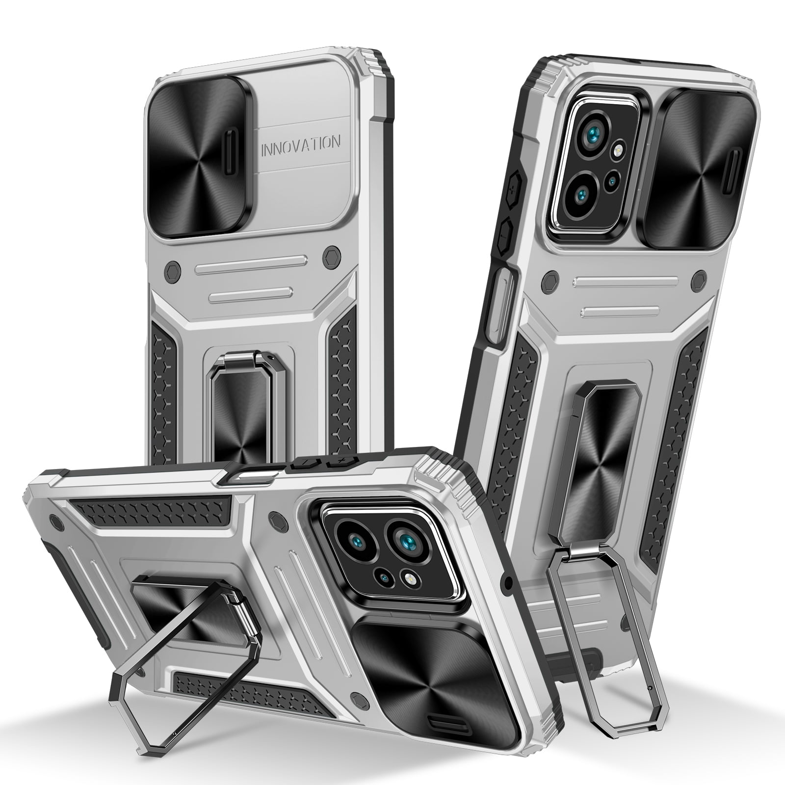 For Motorola Moto G Power 5G (2023) Armor Case Stand, [Built in Kickstand & Slide Camera Cover