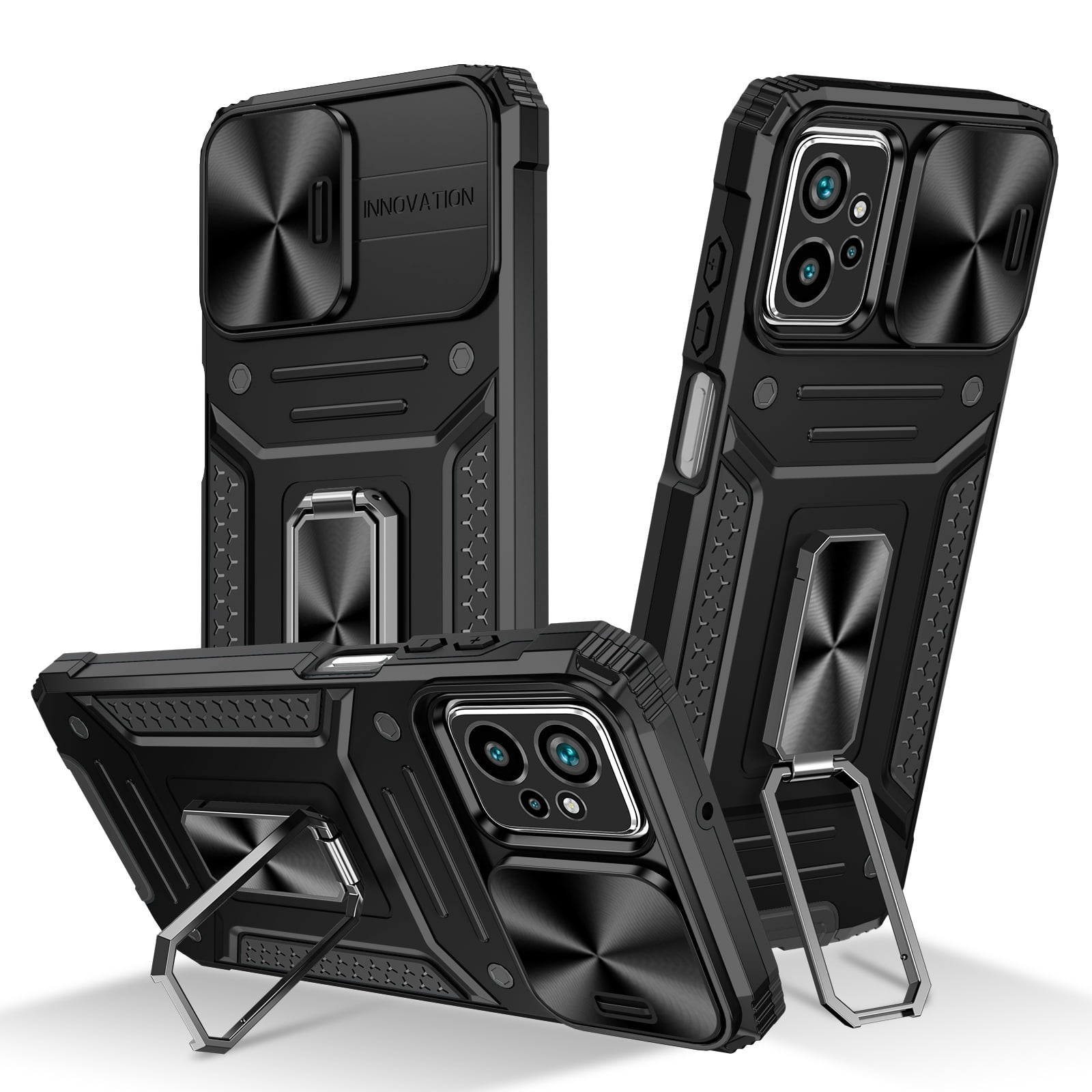 For Motorola Moto G Power 5G (2023) Armor Case Stand, [Built in Kickstand & Slide Camera Cover