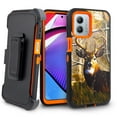 thumbnail image 1 of For Motorola Moto G Power 5G 2023 Heavy Duty 360 Swivel Kicktand Holster Belt Clip And Built in Screen Protector Phone Cover Case - Deer, 1 of 5