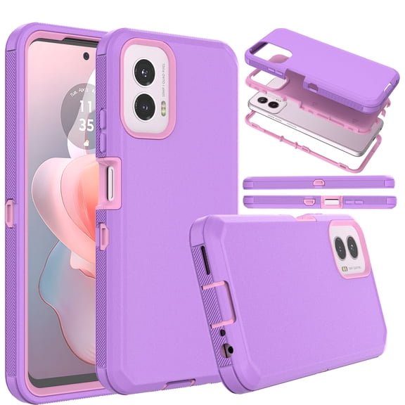 Takfox 3-in-1 Heavy Duty Bumper Cell Phone Case for Motorola Moto G Power 5G 2024, Purple