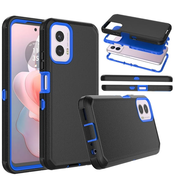 For Motorola Moto G Power 5G 2024 Case, Defender Phone Case For Moto G Power 5G 2024 6.7",Takfox Heavy Duty Shockproof Rugged Rubber Full Body Protective, 3 in 1 Hybrid Bumper Cover (Black/Blue)