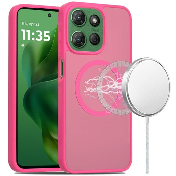 For Moto G Power 2026/2025 [Magnetic Circle] Smooth Safe Matte Feel Hybrid Case - Hot Pink
