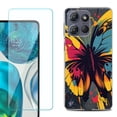 thumbnail image 1 of For Motorola Moto G Power 5G 2025 Phone Case Cover with Tempered Glass Screen Protector, by OneToughShield - Abstract Butterfly, 1 of 4