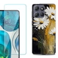 thumbnail image 1 of For Motorola Moto G Power 5G 2025 Phone Case Cover with Tempered Glass Screen Protector, by OneToughShield - Abstract Daisy, 1 of 4