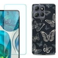 thumbnail image 1 of For Motorola Moto G Power 5G 2025 Phone Case Cover with Tempered Glass Screen Protector, by OneToughShield - Butterfly BW, 1 of 4