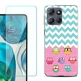 thumbnail image 1 of For Motorola Moto G Power 5G 2025 Phone Case Cover with Tempered Glass Screen Protector, by OneToughShield - Chevron/Teal/Owl, 1 of 4