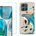 thumbnail image 1 of For Motorola Moto G Power 5G 2025 Phone Case Cover with Tempered Glass Screen Protector, by OneToughShield - Dolphin Family, 1 of 4