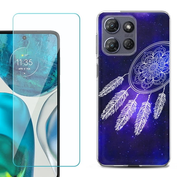 For Motorola Moto G Power 5G 2025 Phone Case Cover with Tempered Glass Screen Protector, by OneToughShield - Dream Catcher