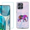 thumbnail image 1 of For Motorola Moto G Power 5G 2025 Phone Case Cover with Tempered Glass Screen Protector, by OneToughShield - Elephant /Polygon, 1 of 4