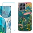 thumbnail image 1 of For Motorola Moto G Power 5G 2025 Phone Case Cover with Tempered Glass Screen Protector, by OneToughShield - Flower Wind, 1 of 4