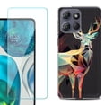 thumbnail image 1 of For Motorola Moto G Power 5G 2025 Phone Case Cover with Tempered Glass Screen Protector, by OneToughShield - Geometric Deer, 1 of 4