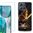 thumbnail image 1 of For Motorola Moto G Power 5G 2025 Phone Case Cover with Tempered Glass Screen Protector, by OneToughShield - Golden Butterfly, 1 of 4