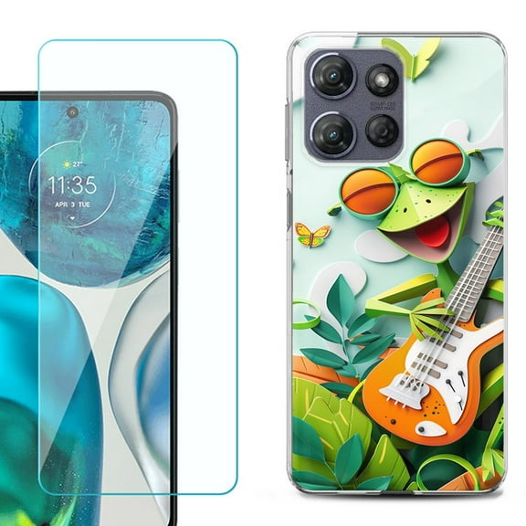 For Motorola Moto G Power 5G 2025 Phone Case Cover with Tempered Glass Screen Protector, by OneToughShield – Grasshopper