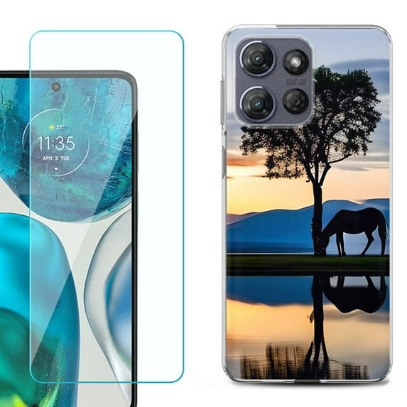 For Motorola Moto G Power 5G 2025 Phone Case Cover with Tempered Glass Screen Protector, by OneToughShield - Horse Tree