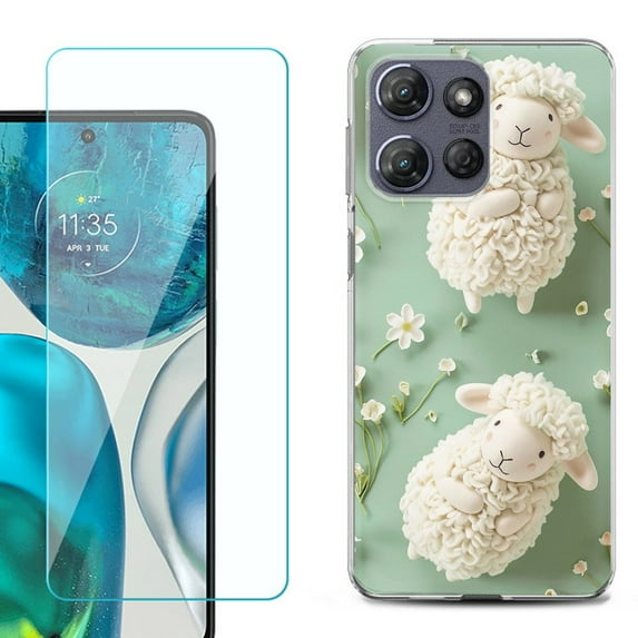 For Motorola Moto G Power 5G 2025 Phone Case Cover with Tempered Glass Screen Protector, by OneToughShield - Little Sheep