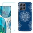 thumbnail image 1 of For Motorola Moto G Power 5G 2025 Phone Case Cover with Tempered Glass Screen Protector, by OneToughShield - Mandala / Blue, 1 of 4