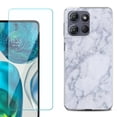 thumbnail image 1 of For Motorola Moto G Power 5G 2025 Phone Case Cover with Tempered Glass Screen Protector, by OneToughShield - Marble / Clouds, 1 of 3