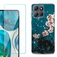 thumbnail image 1 of For Motorola Moto G Power 5G 2025 Phone Case Cover with Tempered Glass Screen Protector, by OneToughShield - Night Blossom, 1 of 4