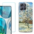 thumbnail image 1 of For Motorola Moto G Power 5G 2025 Phone Case Cover with Tempered Glass Screen Protector, by OneToughShield - Peach Tree Blossom, 1 of 4