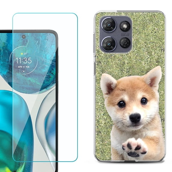 For Motorola Moto G Power 5G 2025 Phone Case Cover with Tempered Glass Screen Protector, by OneToughShield - Shiba