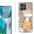 thumbnail image 1 of For Motorola Moto G Power 5G 2025 Phone Case Cover with Tempered Glass Screen Protector, by OneToughShield - Smiling Cat, 1 of 4