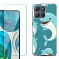 thumbnail image 1 of For Motorola Moto G Power 5G 2025 Phone Case Cover with Tempered Glass Screen Protector, by OneToughShield - Smiling Dolphin, 1 of 4