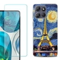 thumbnail image 1 of For Motorola Moto G Power 5G 2025 Phone Case Cover with Tempered Glass Screen Protector, by OneToughShield - Starry Night Eiffel, 1 of 4