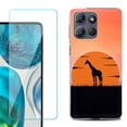 thumbnail image 1 of For Motorola Moto G Power 5G 2025 Phone Case Cover with Tempered Glass Screen Protector, by OneToughShield - Sunset Giraffe, 1 of 4