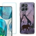 thumbnail image 1 of For Motorola Moto G Power 5G 2025 Phone Case Cover with Tempered Glass Screen Protector, by OneToughShield - Twilight Safari, 1 of 4