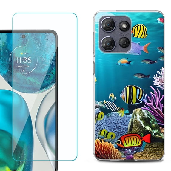 For Motorola Moto G Power 5G 2025 Phone Case Cover with Tempered Glass Screen Protector, by OneToughShield - Underwater