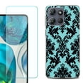 thumbnail image 1 of For Motorola Moto G Power 5G 2025 Phone Case Cover with Tempered Glass Screen Protector, by OneToughShield - Victorian Blue/Black, 1 of 4