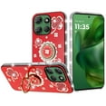 thumbnail image 1 of For Motorola Moto G Power 5G 2025 Splendid Glitter with Diamonds All Around Edges Ring Stand Case Cover - Red, 1 of 4