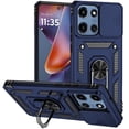 thumbnail image 1 of For Motorola Moto G Power 5G 2025 XT2515V Camera Push Magnetic Ring Hybrid Kickstand Cover Cell Phone Case + Tempered Glass - Blue, 1 of 5