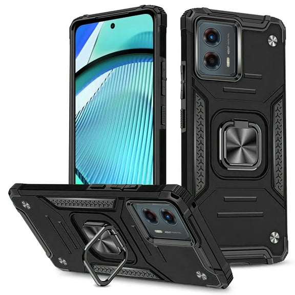 For Motorola Moto G Power 5g 2024 Robust Magnetic Kickstand Hybrid Case Cover - Black