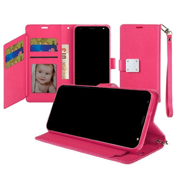 For Motorola Moto G Pure XT2163DL 2021 Deluxe Wallet ID Flip Pouch Cover Phone Case - Pink