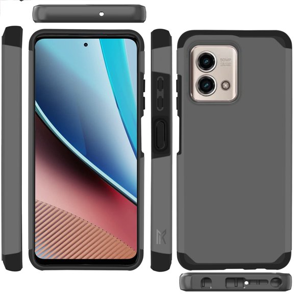 For Motorola Moto G Stylus 2023 (6.5" 8MP Camera) Shock Absorption 2in1 Hybrid Dual Layer Hard TPU Rubber Frame Cover ,Xpm Phone Case [ Gray ]